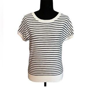 Loft Striped Short Sleeve Crew Neck Sweater M